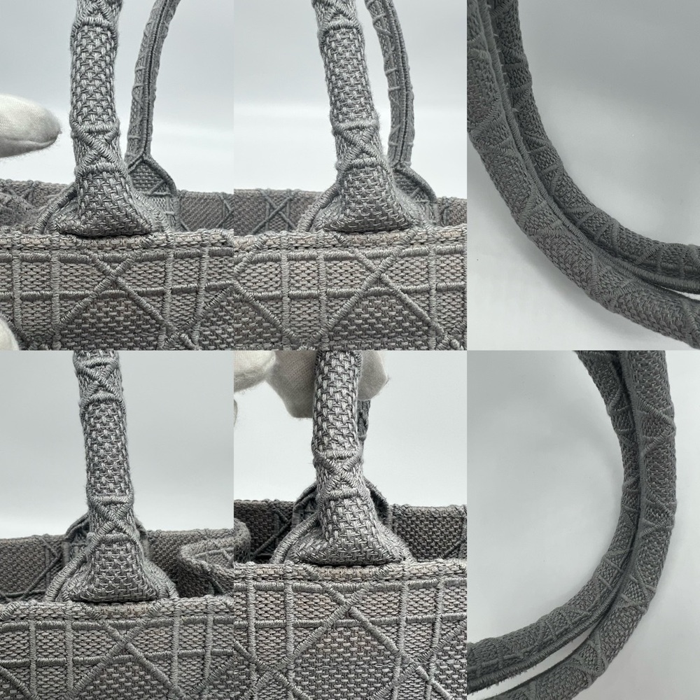 Authentic NEW Christian Dior Embroidered Cannage canvas grey medium book tote - Picture 14 of 16